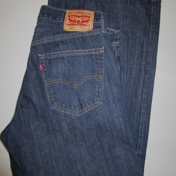Levi's Other - Mens 559 Jeans 33 X 34 Dark Blue Denim Relaxed Straight